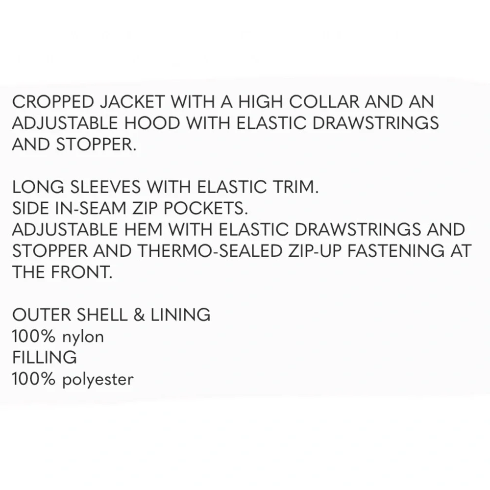 NWT ZARA PUFFER JACKET WATER REPELLENT CROP PUFFY JACKET CROPPED COAT XS - Picture 15 of 16
